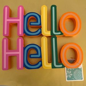 Tabletop Decorative Wooden HELLO Hang and or stand Sign Lot of 2